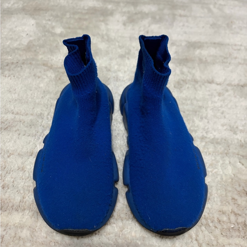 Kids Blue Knit Sock Sneakers
